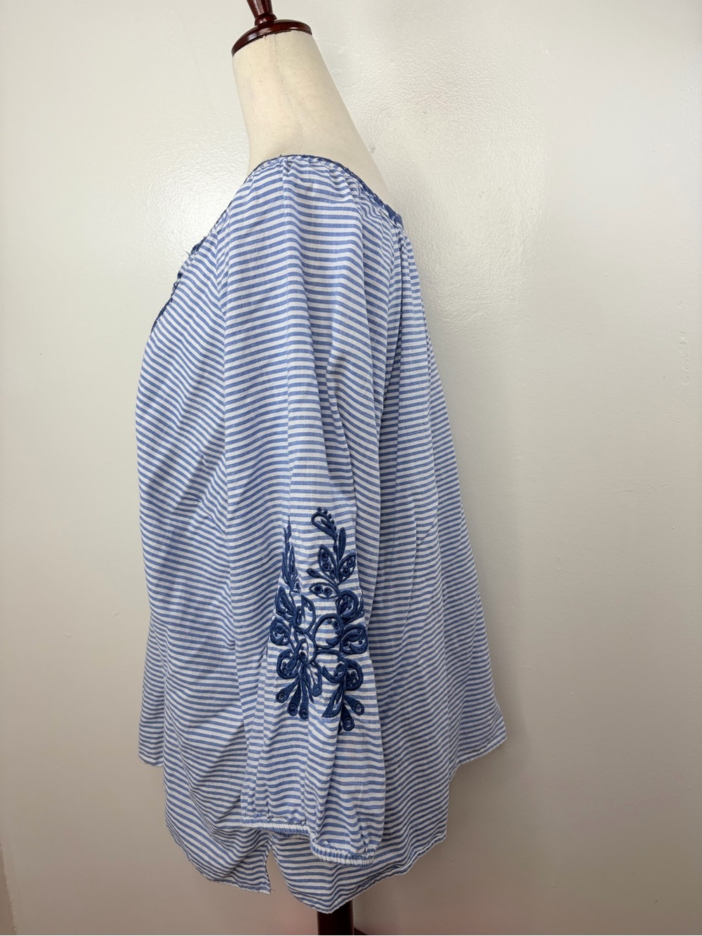 Talbots Harbor Stripe Embroidered Top - Picture 5 of 8
